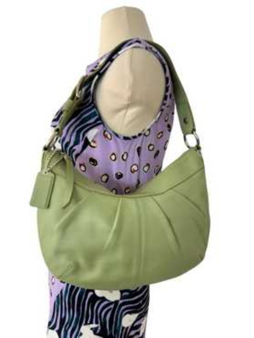Vintage Coach Soho Pleated Leather Hobo Shoulder Bag Silver Hardware OS